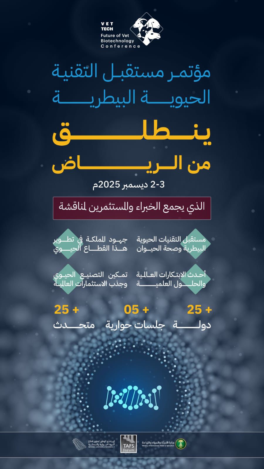 انطلاق مؤتمر "مستقبل التقنيات الحيوية البيطرية" غداً الثلاثاء بمشاركة خبراء ومختصين من 25 دولة 1 1 294